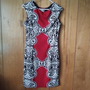 London Times women's dress white & red floral print size 6